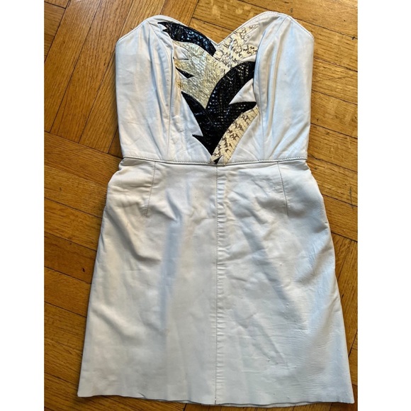 Vintage White Leather Bustier Dress with Snakeskin Trimming - Picture 1 of 6